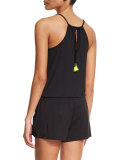 Mantra Embroidered Short Romper Coverup