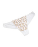 Look Embroidered Tanga Thong, White