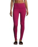 High-Waist Shirred-Panel Leggings, Merlot