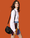 Bishop-Sleeve Cotton Blouse