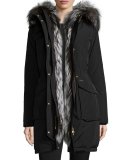 Fur-Lined Military Parka, Black