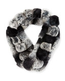 Rex Rabbit Fur Pompom Neck Warmer, Gray
