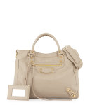 Metallic Edge Golden Velo AJ Bag, Taupe