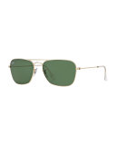 Navigator Sunglasses, Gold/Green