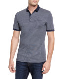 Fine-Stripe Pocket Polo Shirt, Navy