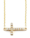 Small Gold Pave Diamond Cross Necklace