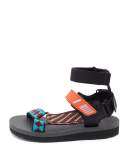 Printed Grip-Strap Sandal, Orange/Multi Pattern