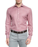 Check Woven Sport Shirt, Red/Camel
