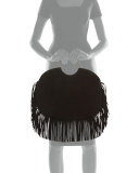 Bracelet Sac Suede Fringe Serpent Hobo Bag, Black
