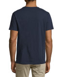 Slub Short-Sleeve V-Neck T-Shirt, Navy