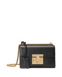 Padlock Small Leather Shoulder Bag, Black