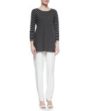 Bias-Striped Knit Tunic