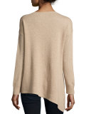 Asymmetric Metallic Crewneck Cashmere Sweater