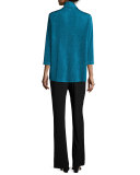 Marled Jersey Mid-Length Cardigan, Blue 