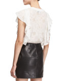 Gilka Printed Lace-Up Top, Ecru