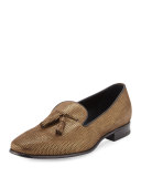 Metallic Leather Tassel Loafer, Gold