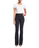 Biscayne Braided-Waist Boot-Cut Jeans, Indigo