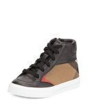 Haypark Mini Check High-Top Sneaker, Black/Tan, Toddler