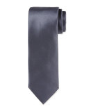 Solid Silk Satin Tie, Charcoal