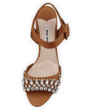 Crystal Leather City Sandal, Naturale