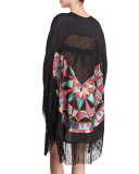 Leighton Embroidered-Back Poncho Coverup