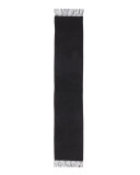 Reversible Cashmere Scarf w/Fringe, Navy/Charcoal