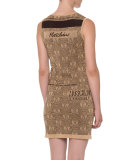 Sleeveless Teddy-Bear Sheath Dress, Gold