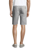 Linen-Cotton Flat-Front Chino Shorts, Light Gray