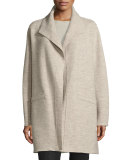 Boiled Wool Funnel-Neck Coat 