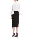 Bell-Sleeve Poplin Blouse, Optic White