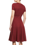 Short-Sleeve Ponte Fit-&-Flare Dress