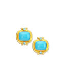 19k Turquoise Cabochon Clip/Post Earrings