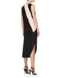 Sleeveless Angled-Stripe Top, Black/White/Pink