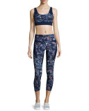 Inco Cropped Sport Leggings, Midnight Peru Print