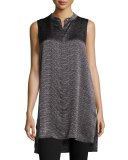 Sleeveless Printed Hammered Tunic 