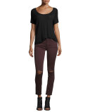 Margaux Ripped Skinny Ankle Jeans, Malbec