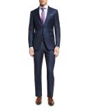 Graph Check Wool Two-Piece Suit, Blue
