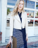 Valeria Leather Zip-Trim Jacket, Tan