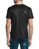 Tonal Leopard V-Neck T-Shirt, Black