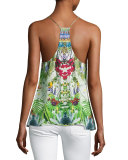 Embellished Crepe Racerback Tank, Exotic Hypnotic