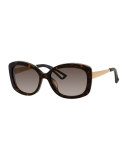 Plastic Rectangle Sunglasses, Ivory