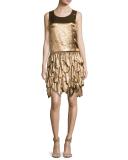 Dara Tiered Sleeveless Dress, Bronze