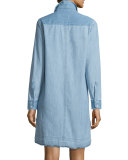 Beau Button-Front Denim Shirtdress, Kenton