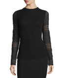 Theresa Long Crochet-Sleeve Merino Sweater