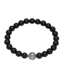 Large Black Chalcedony Beaded Bracelet with Magnetic Clasp