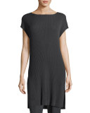 Cap-Sleeve Bateau-Neck Tencel® Ribbed Tunic