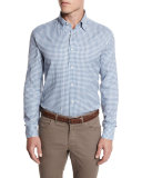 Gingham Check Sport Shirt, Gray/White