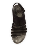 Jezabel Suede Strappy Cuffed Flat Sandal, Black