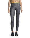 High-Rise Printed Sport Leggings, Charcoal Snake