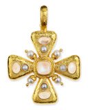 Moonstone & Pearl Maltese Cross Pendant